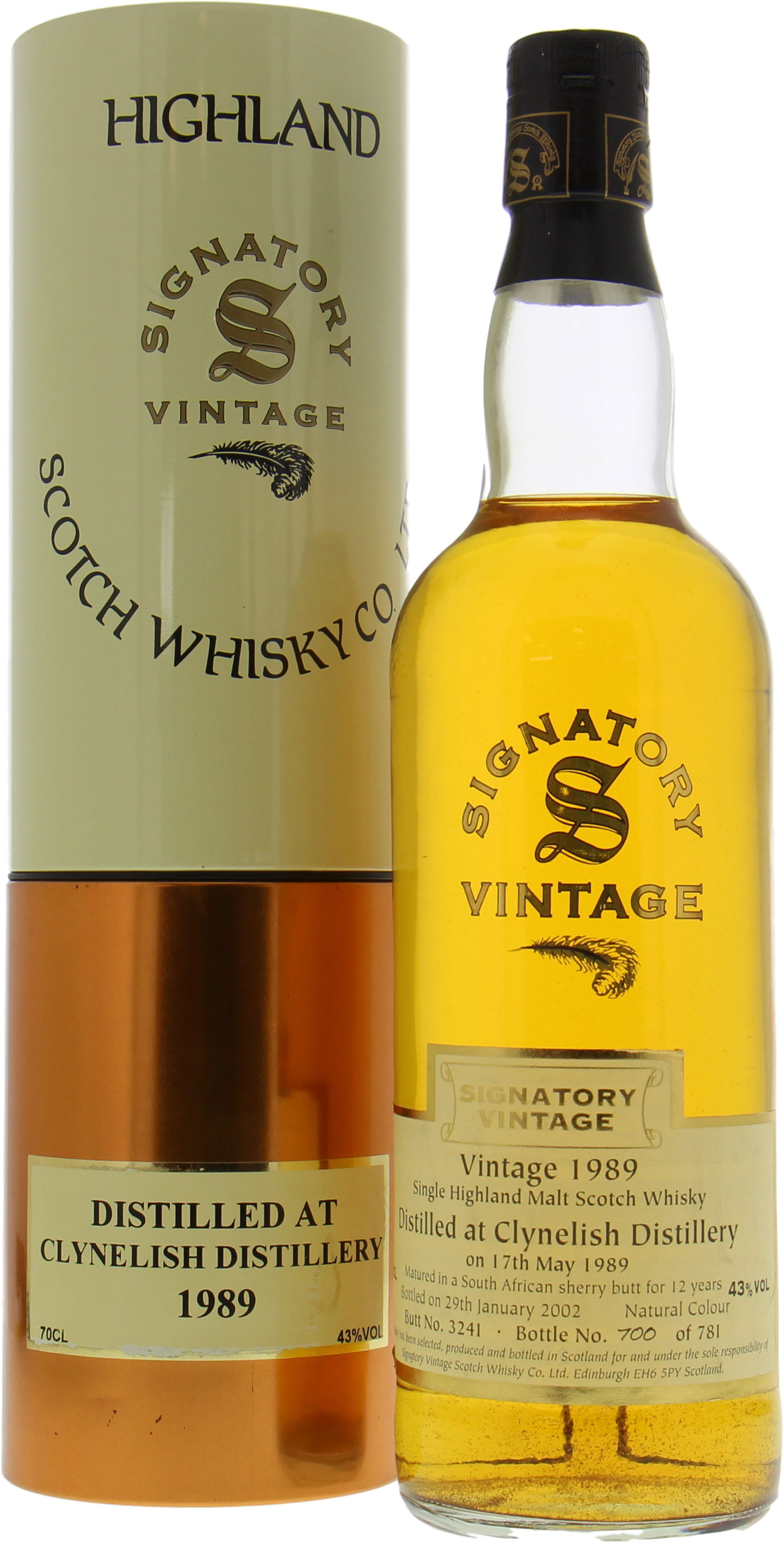 Clynelish - 12 Years Old Signatory Vintage Cask 3241 43% 1989 In Original Container