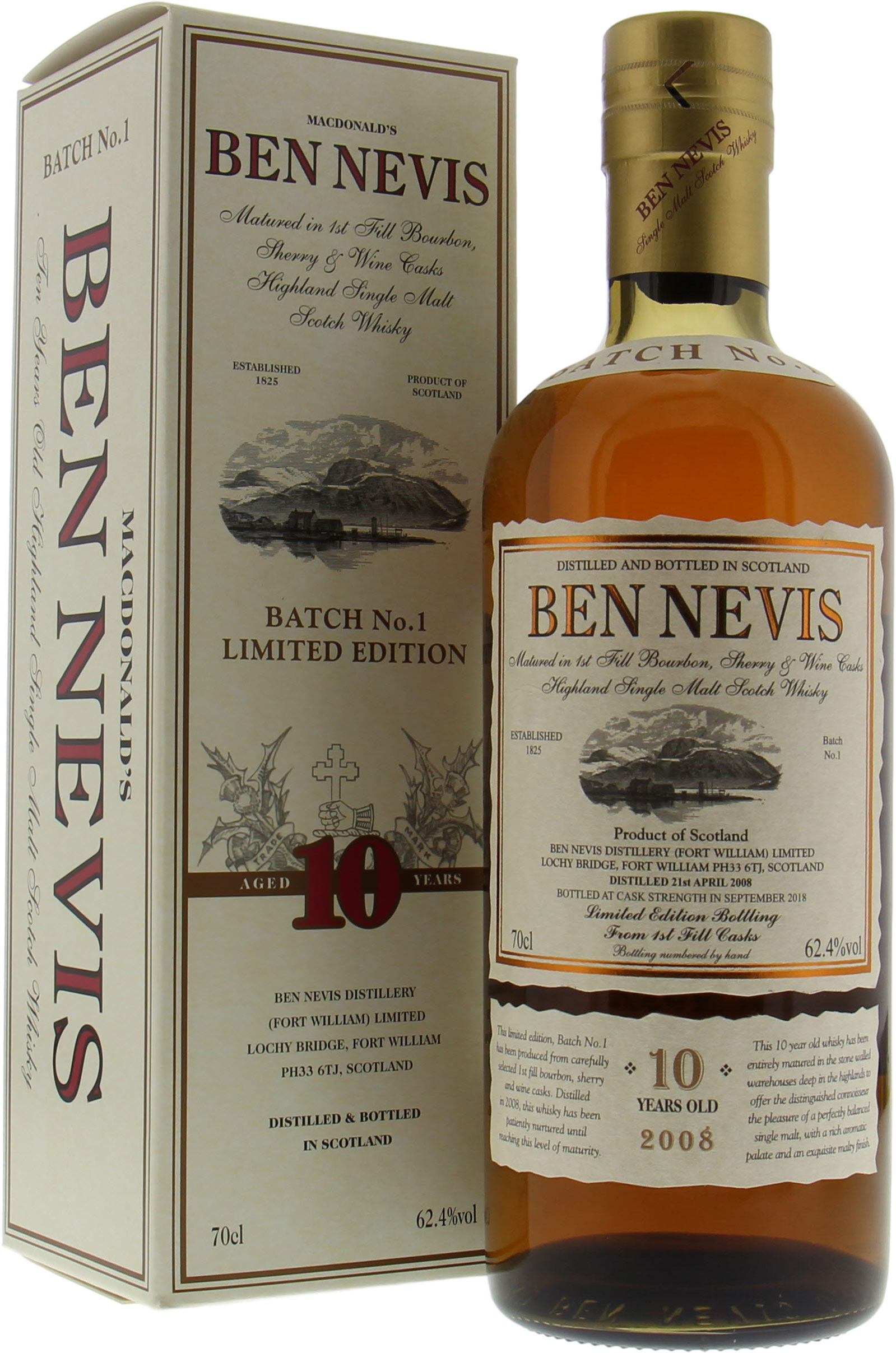 Ben Nevis - 10 Years Old Batch 1 62.4% 2008 In Original Container