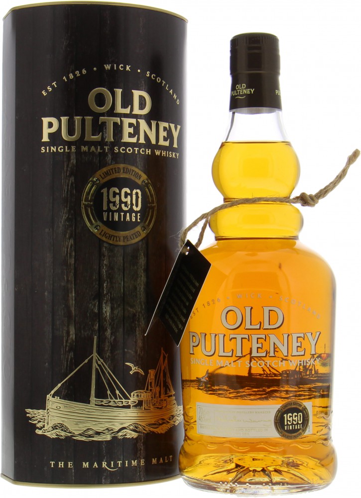 Old Pulteney - Vintage 1990 Heavily Peated CASK only 23 Years Old 46% 1990 In Original Box 10010