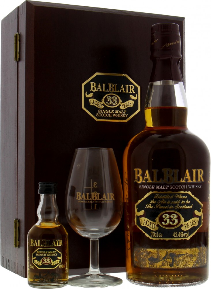 Balblair - 33 Years Old 45.4% NV In Original Wooden Box Including a Minature and tasting glass