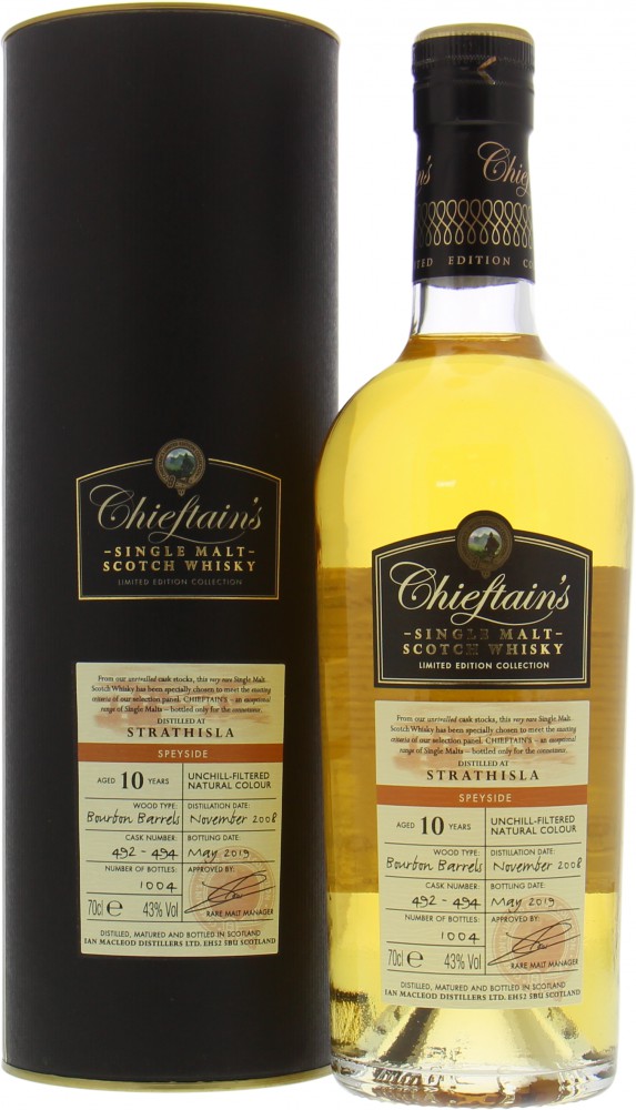 Strathisla - 10 Years Old Chieftain's Cask  492-494 43% 2008