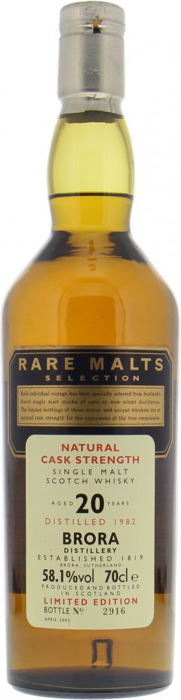 Brora - 1982 Rare Malts Selection 58.1% 1982 No Original Container Included! 10022