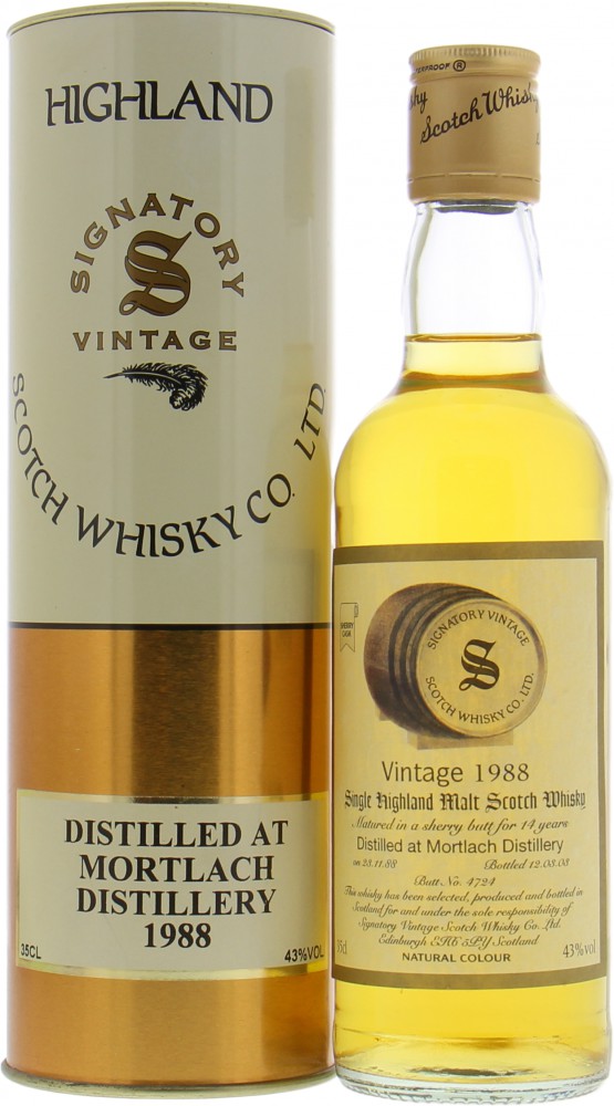 Mortlach 14 Years Old Signatory Vintage Cask 4724 43 1988 (0.35 l