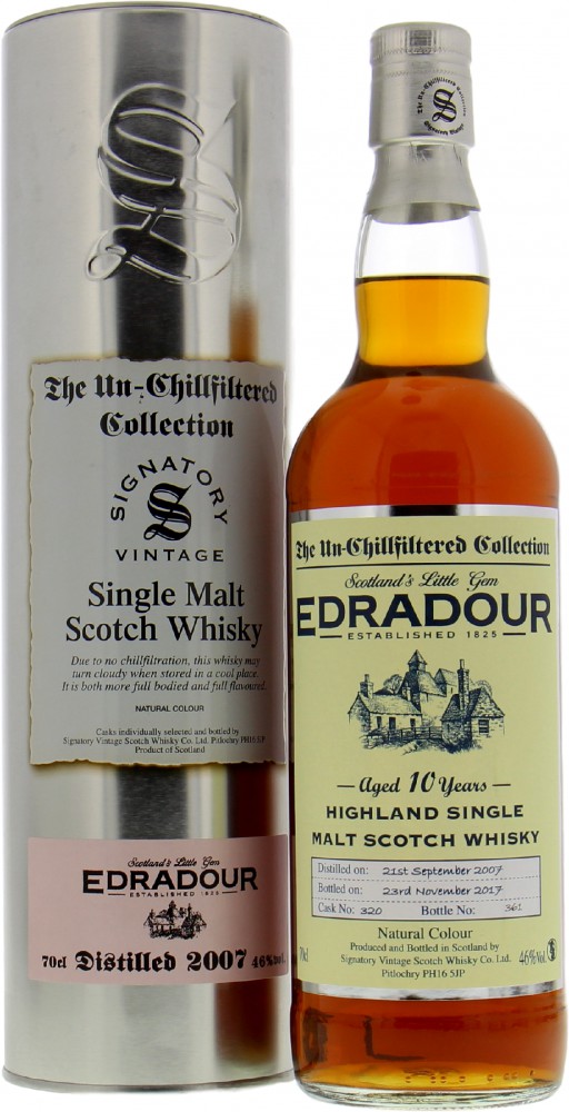 Edradour - 10 Years Old Signatory Vintage Cask 320 46% 2007 In Original Container