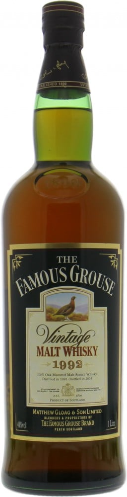 The Famous Grouse - 1992 Vintage Malt 40% 1992 No Original Container Included!