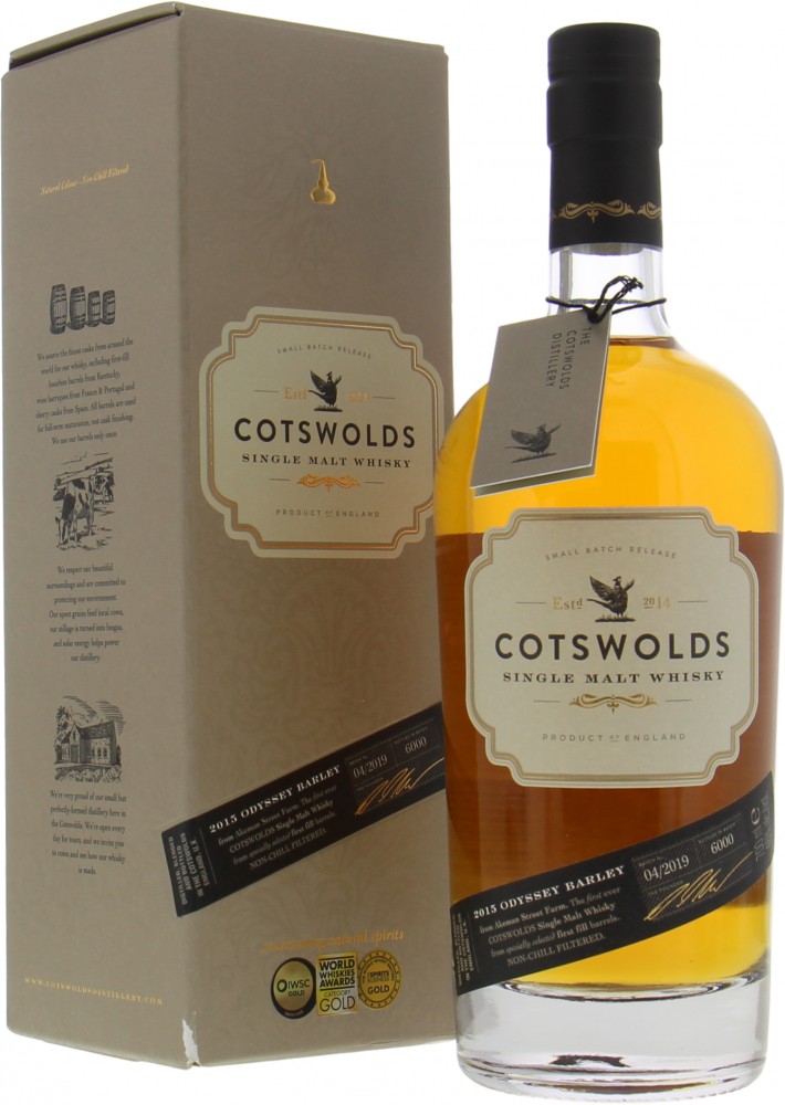 Cotswolds Distillery - 2015 Odyssey Barley Batch 04/2019 46% NV In Original Box