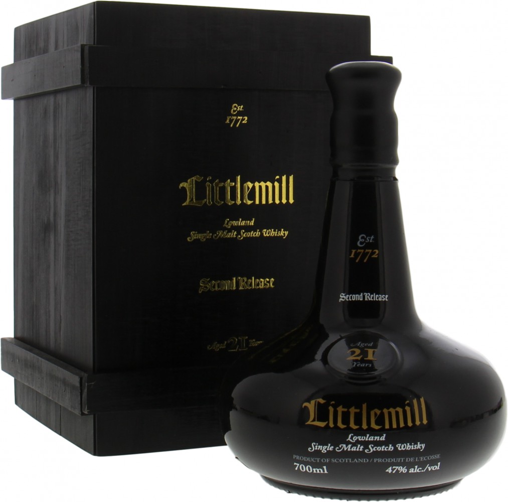 Littlemill - 21 Years Old Second Release 47% NV In Original Wooden Case 10046