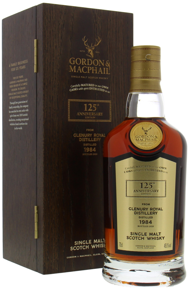 Glenury Royal - 35 Years Old Gordon & MacPhail 125th Anniversary Edition Cask 2335 49.1% 1984 In Orginal Wooden Case