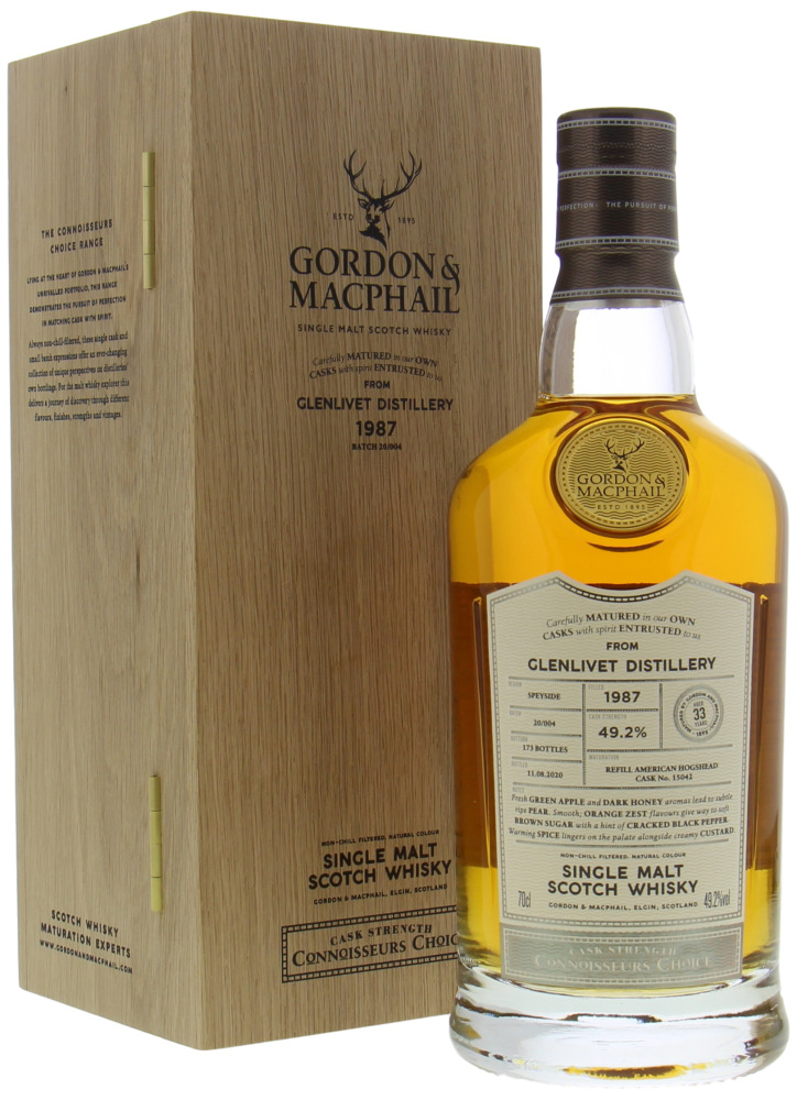 Glenlivet - 33 Years Old Gordon & MacPhail Connoisseurs Choice Cask 15042 49.2% 1987 In Original Wooden Box