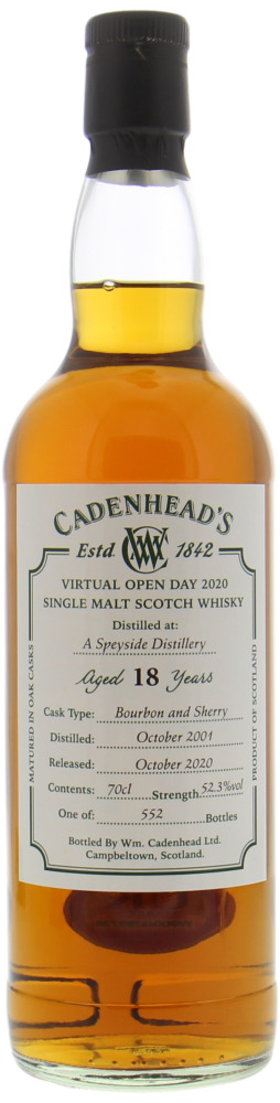 Cadenhead - 18 Years Old A Speyside Distillery Virtual Open Day 2020 52.3% 2001 Perfect