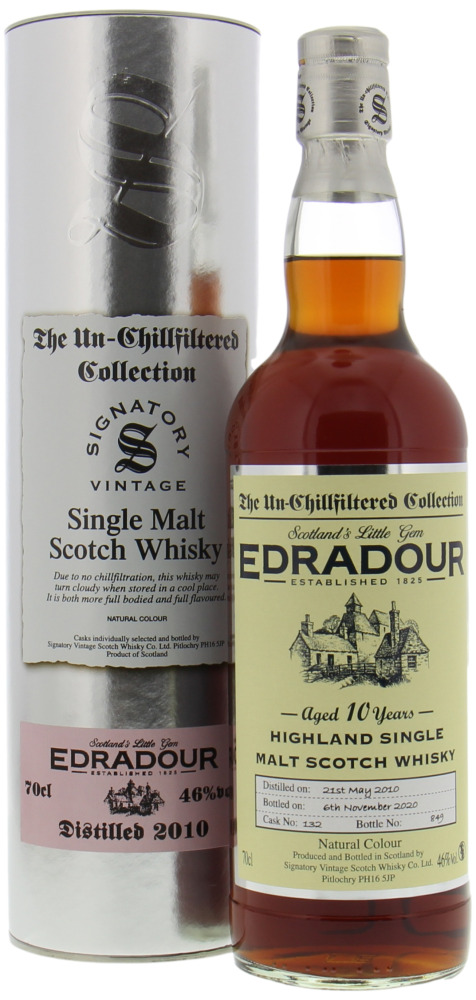 Edradour - 10 Years Old Signatory Vintage Cask 132 46% 2010 In Original Container