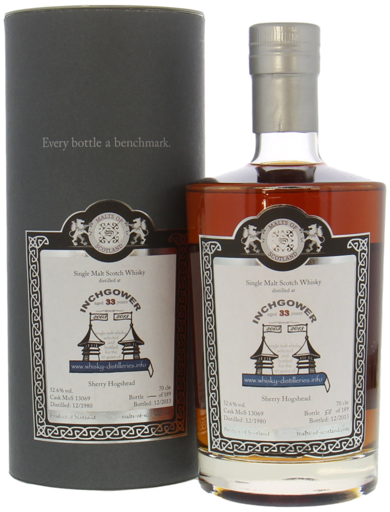 Inchgower - 33 Years Old Malts of Scotland Cask 13069 52.6% 1980 In orginal Box