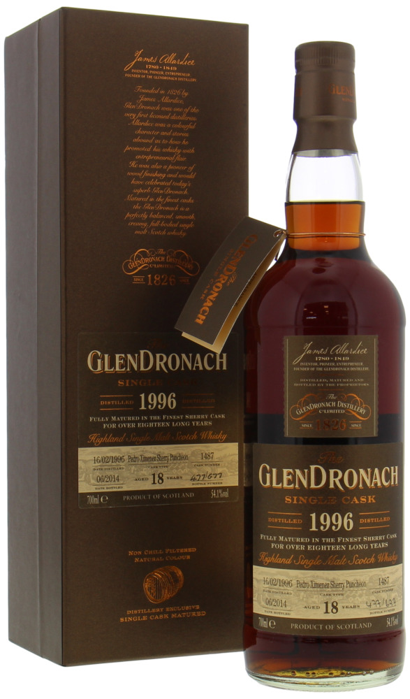 Glendronach - 19 Years Old Batch 10 Single Cask 1487 54.1% 1996 In orginal Box