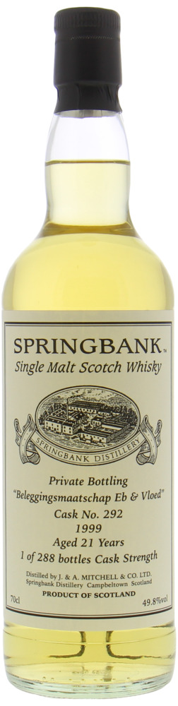 Springbank - 21 Years Old Private Cask Bottling for Beleggingsmaatschap Eb & Vloed 292 49.8% 1999 10059
