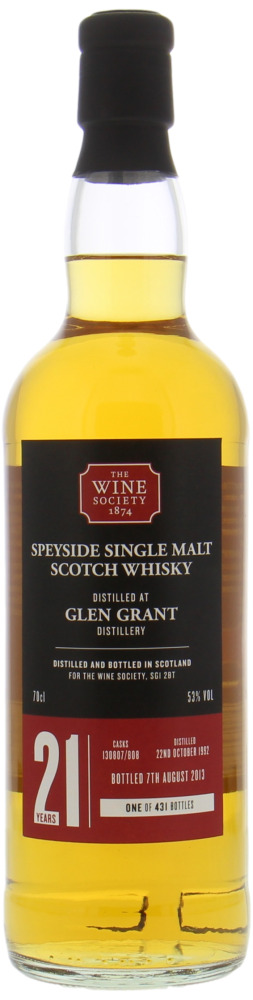 Glen Grant - 21 Years The Wine Society Cask 130807/808 53% 1992 Perfect 10056