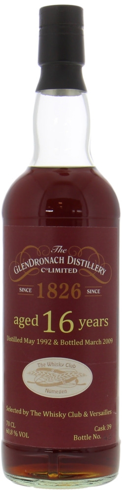 Glendronach - 16 Years Old Cask 39 Selected by The Whisky Club Nijmegen 60.8% 2002
