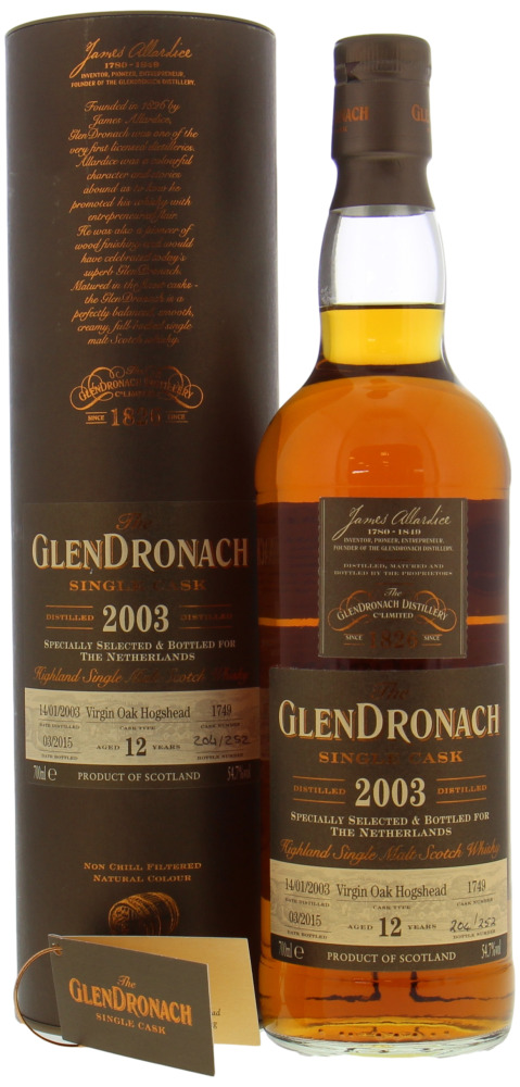 Glendronach - 12 Years Old The Netherlands Exclusive Cask 1749 54.7% 2003 In Orginal Container