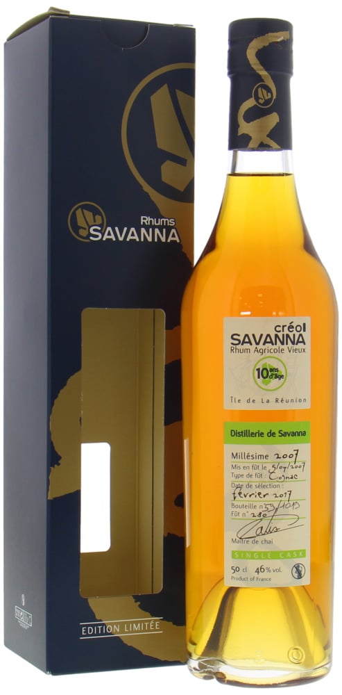 Savanna  - 10 Years Old Créol Rhum Vieux Agricole Single Cask 280 46% 2007 In Original Box