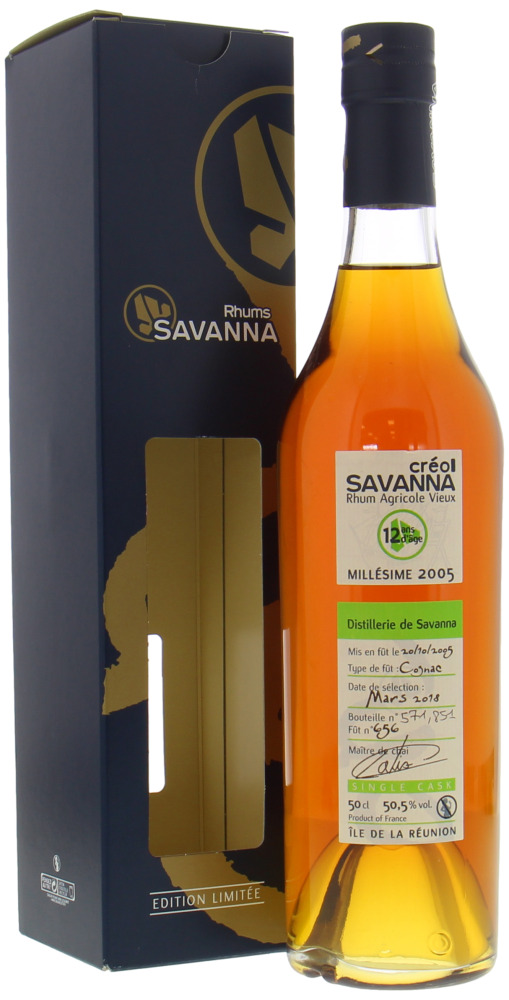 Savanna  - 12 Years Old Créol Rhum Vieux Agricole Single Cask 656 46% 2005 In Original Box