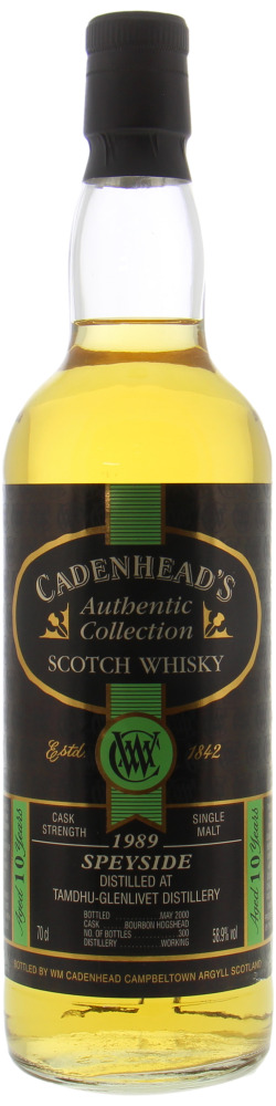 Tamdhu - 10 Years Old Cadenhead Authentic Collection 58.9% 1989 No Original Container Included!