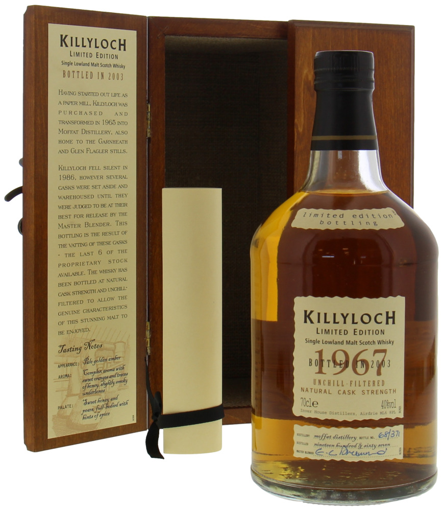 Killyloch - 36 Years Old Limited Edition 40% 1967 In Original Wooden Box