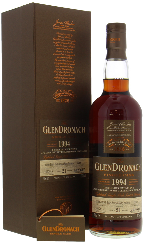Glendronach - 21 Years Old Distillery Exclusive Cask 3399 53.2% 1994 In Orginal (damaged) Box