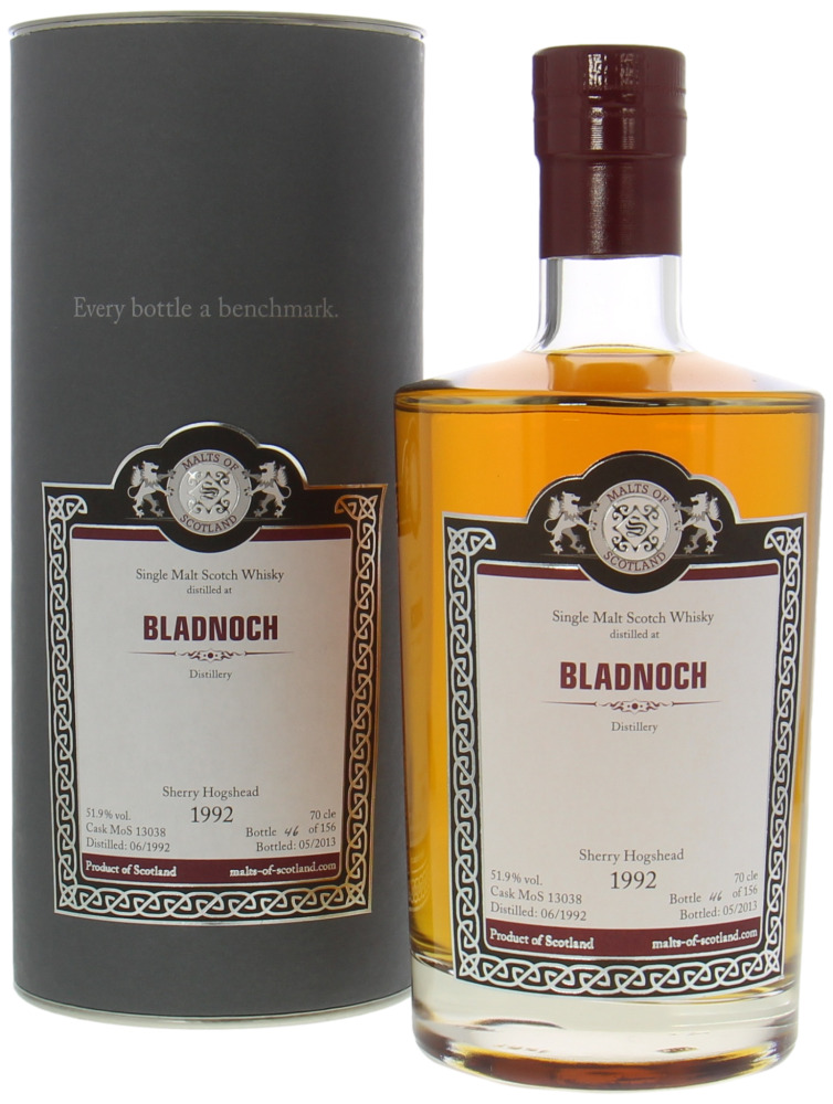 Bladnoch - 20 Years Old Malts of Scotland Cask MoS 13038 51.9% 1992 In Orginal Container