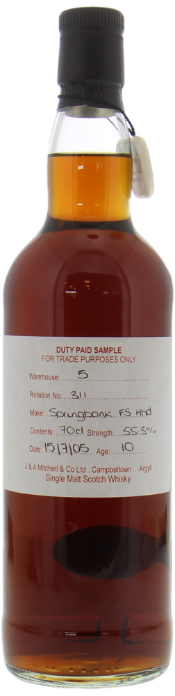 Springbank - 10 Years Old Duty Paid Sample Warehouse 5 Rotation 311 55.3% 2005 Perfect 10015