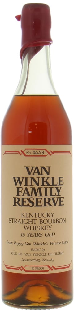 Van Winkle - 15 Years Old Red Wax Green Glass Family Reserve Lawrenceburg 3653 47.8% NV Perfect