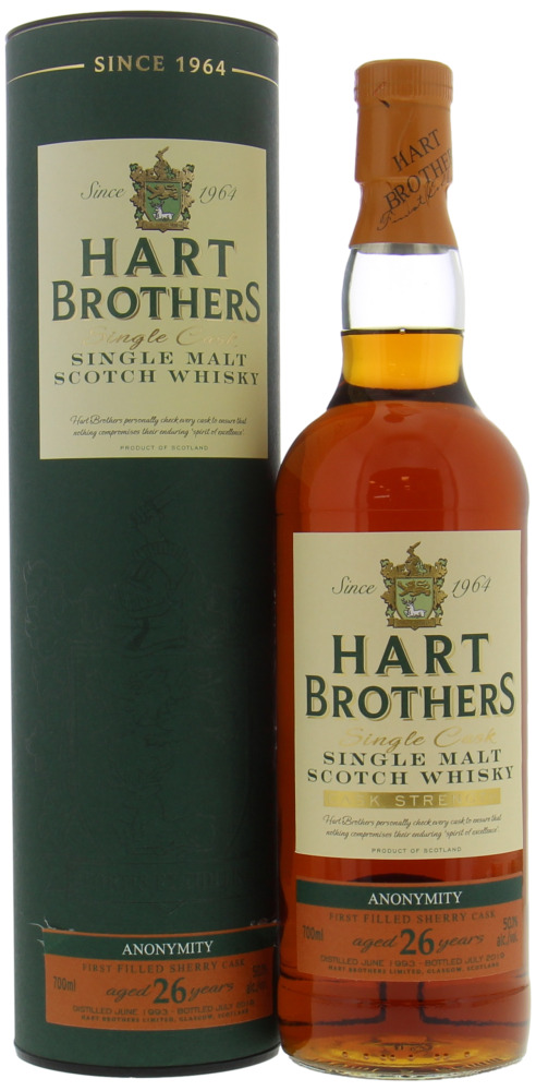 Hart Brothers - Anonymity 26 Years Old Single Cask Cask Strength 50.1% 1993 In Original Container 10038