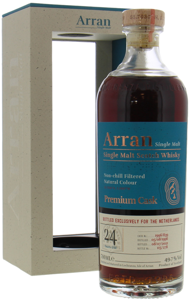 Arran - 24 Years Old Premium Cask Bottled for the Netherlands Cask 1996/839 49.7% 1996 In Original Box