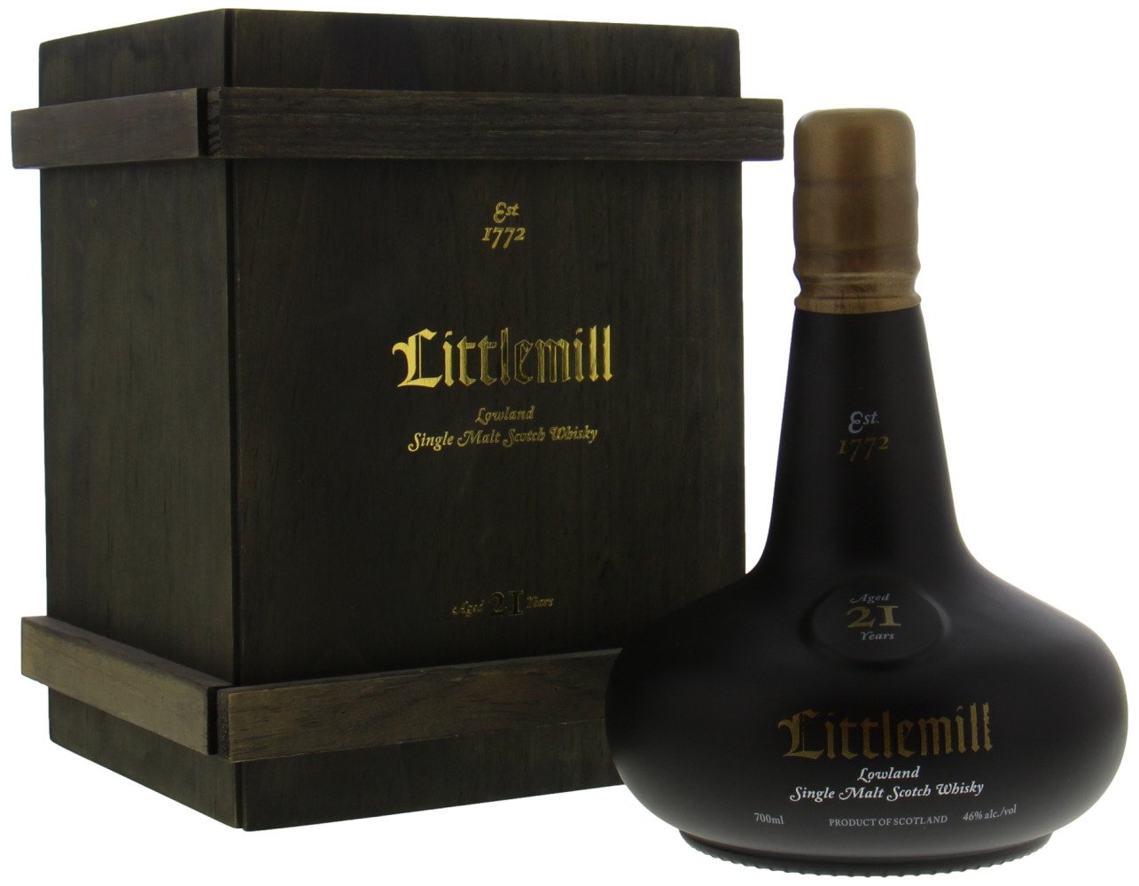 Littlemill - 21 Years Old First Release 46% NV In Original Wooden Box