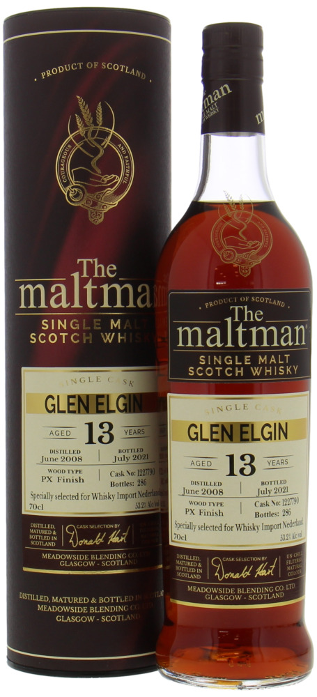 Glen Elgin - 13 Years Old The Maltman Cask 1227790 Bottled for Whisky Import Nederland 53.2% 2008