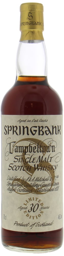 Springbank - 30 Years Old Millenium Limited Edtion 46% NV NO Original Wooden Box Included!