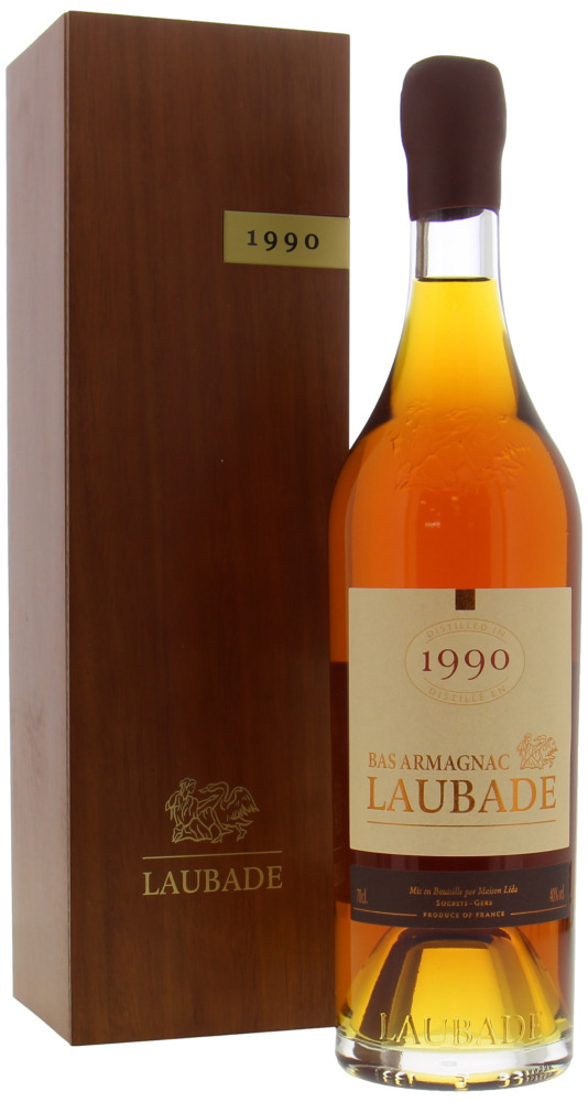 Chateau de Laubade - Bas Armagnac 40% 1990 IO Original Wooden Box