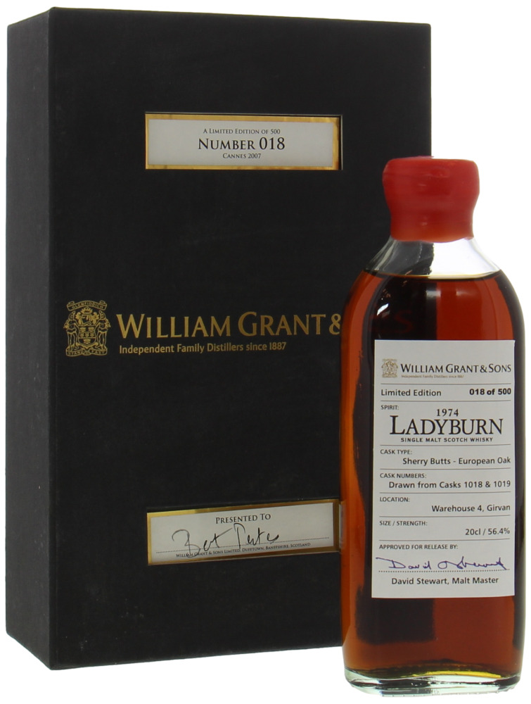 Ladyburn - 1974 William Grants & Sons Warehouse 4 Cask 1018 & 1019 56.4% 1974 In Original Box