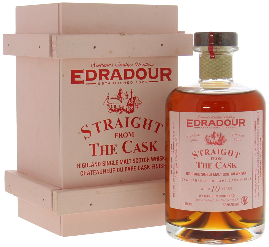 Edradour - 10 Years Old Straight from the Cask Châteauneuf-du-Pape Finish 58.9% 2002 In Original Wooden Box
