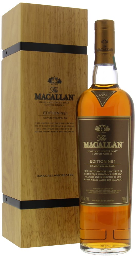 Macallan - Edition No.1 In Wooden Box 48% NV In Original Wooden Case 10080