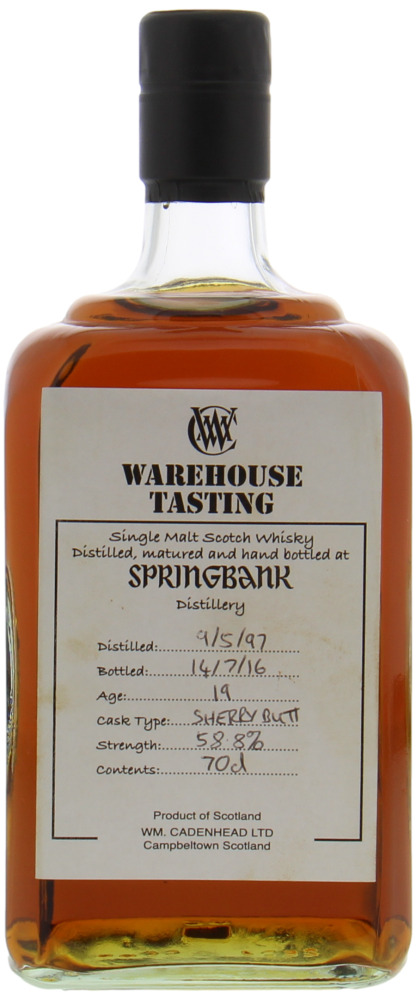 Springbank - 19 Years Old Warehouse Tasting Hand bottled at Springbank Distillery 58.8% 1997 Perfect 10015