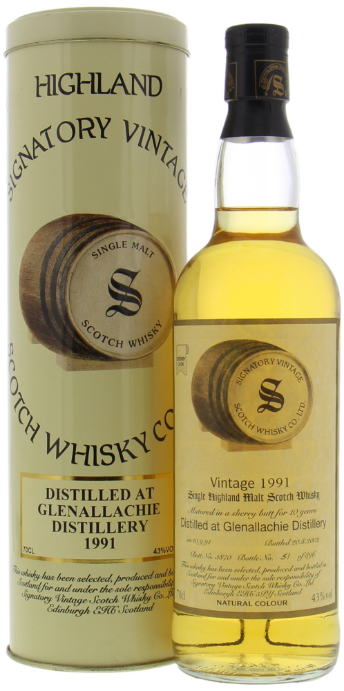 Glenallachie - 10 Years Old Signatory Vintage Cask 3870 43% 1991