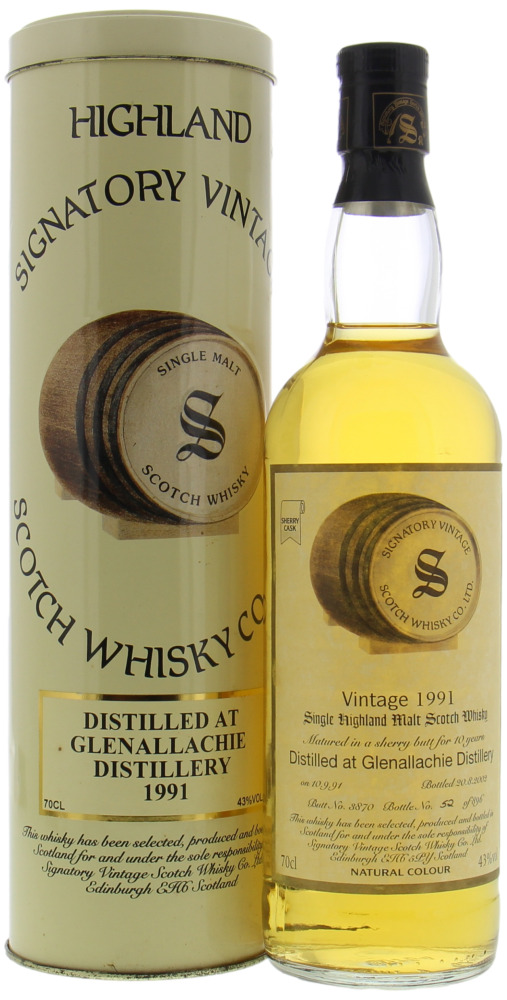 Glenallachie - 10 Years Old Signatory Vintage Cask 3870 43% 1991