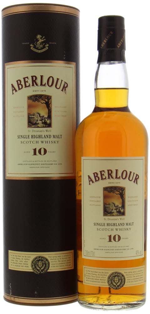 Aberlour - 10 Years Old Highland Single Malt St. Drostan`s Well 40% NV In orginal Container, Little damage