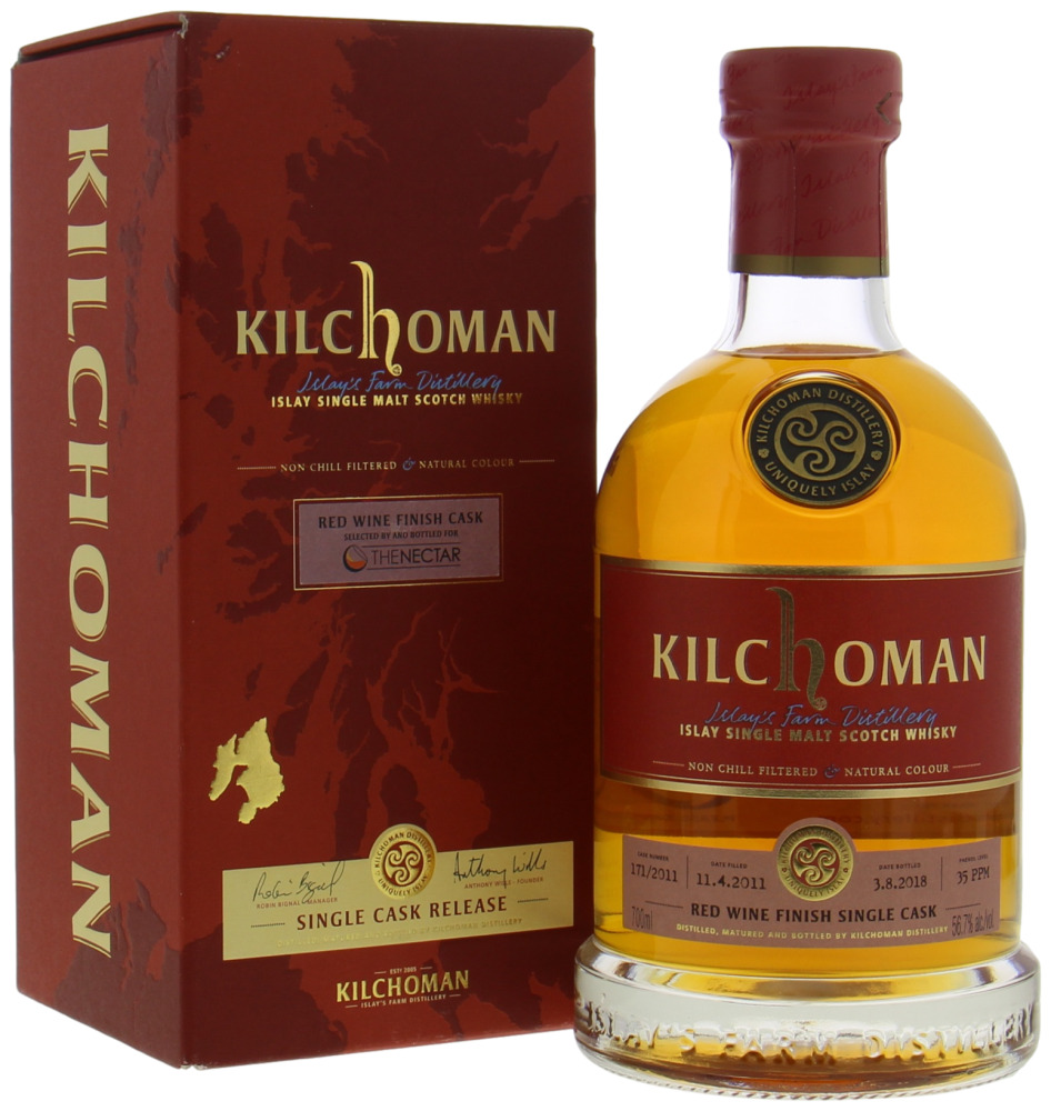 Kilchoman - 7 Years Old Red Wine Finish Single Cask 171/2011 for The Nectar 56.7% 2011 In Original Box