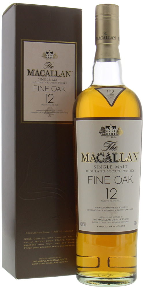 Macallan - 12 Years Old Fine Oak Light Label Brown box 40% NV In Original Box 10093