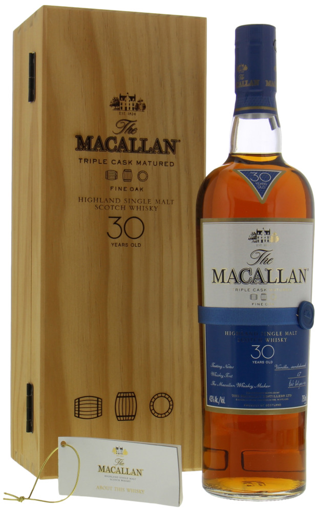 Macallan - 30 Years Old Fine Oak Triple Cask Matured Blue Ribbon Blue Label 43% NV