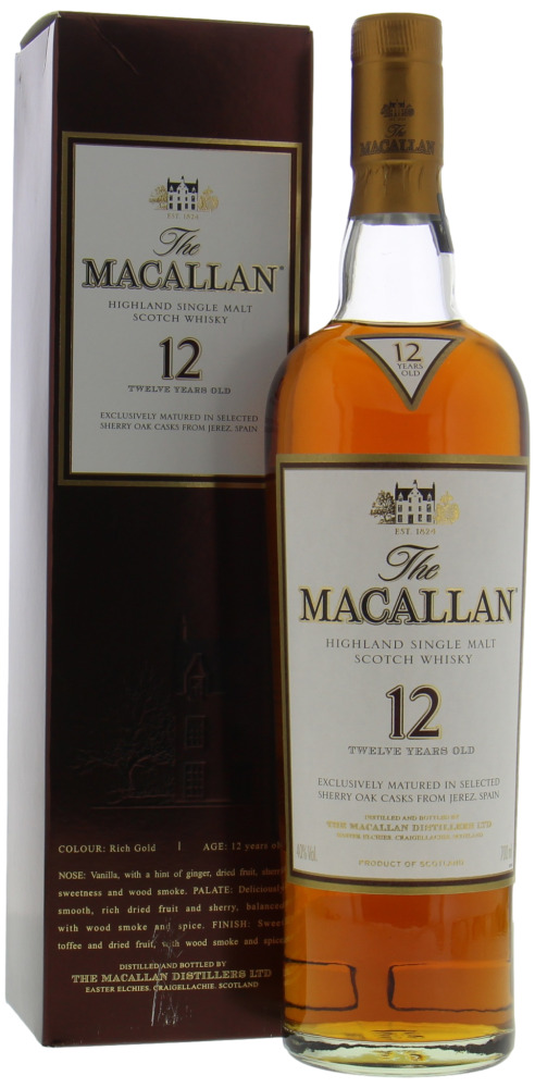 Macallan - 12 Years Sherry Oak 40% NV In Original Box