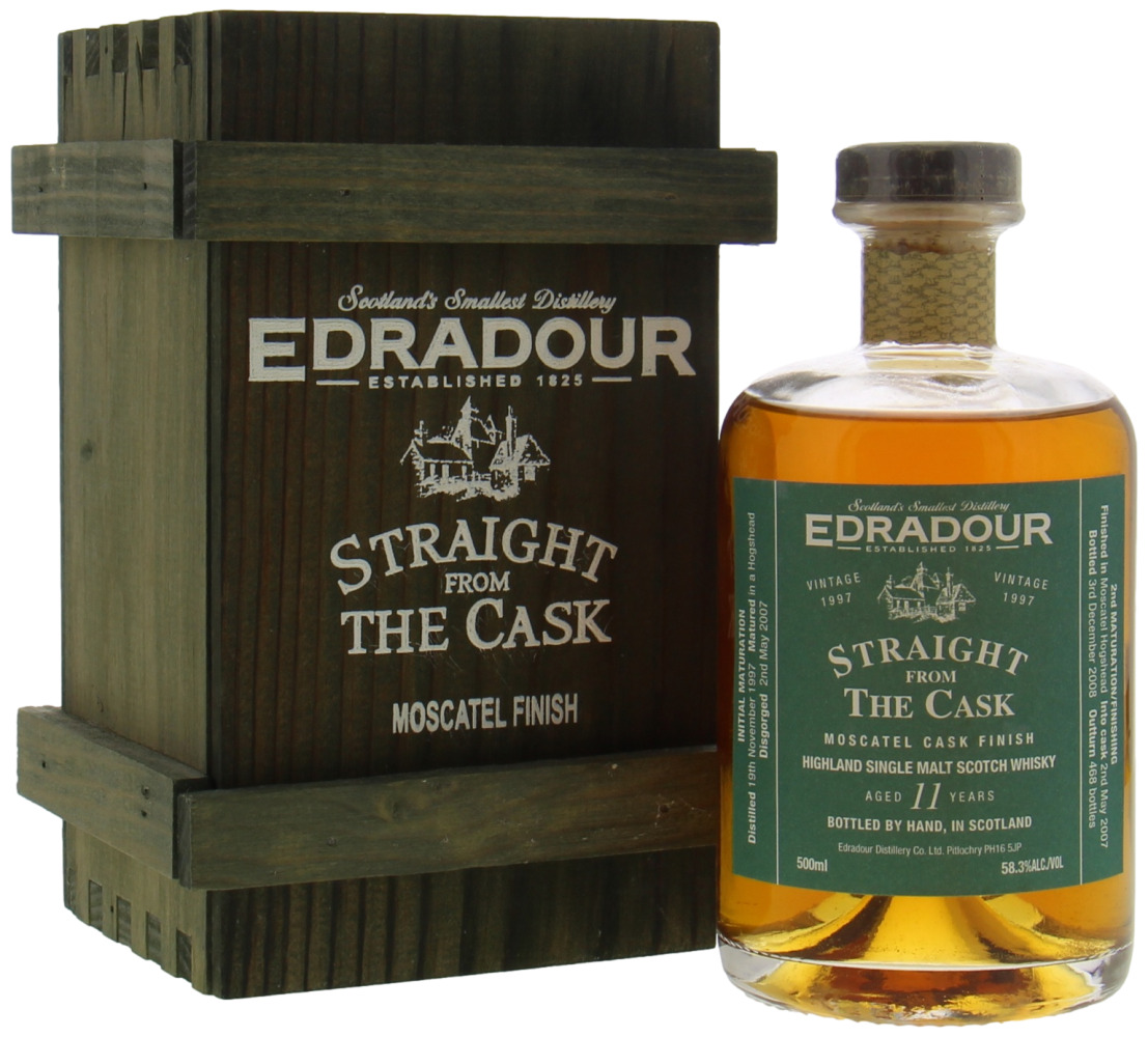 Edradour - 11 Years Old Straight From The Cask Moscatel Cask Finish 58.3% 1997 In Original Wooden Box