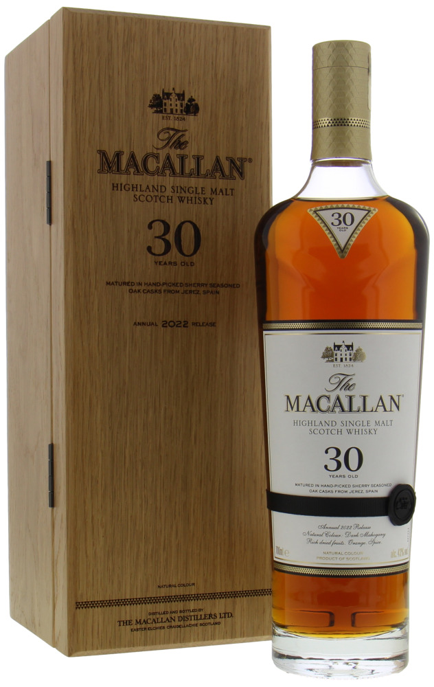 Macallan - 30 Years Old Sherry Oak Cask 2022 Release 43% NV In Original Wooden Box