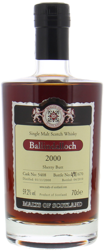 Ballindalloch - 9 Years Old Malts of Scotland Cask 5408 59.2% 2000 Perfect 10069