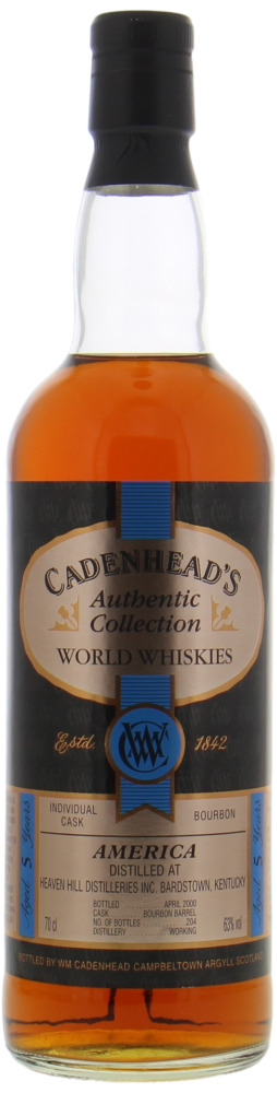 Heaven Hill Distilleries, Inc. - 5 Years Old Cadenhead's Authentic Collection World Whiskies 63% NV Into Neck, No Original box included!